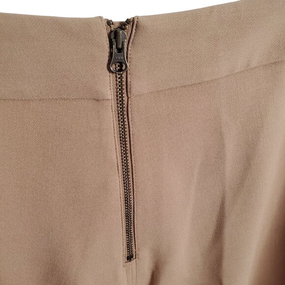 Loft Sz 14 Skirt A-Line Lined Knee Neutral Versatile Feminine Career Stretch Tan - Picture 4 of 7